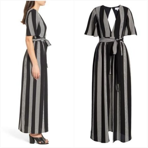 Socialite Stripe Wrap Jumpsuit Size L - Picture 8 of 8